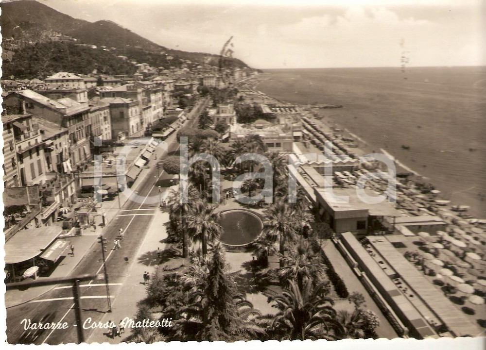 Cartolina originale da collezione 1956 VARAZZE SV Corso Matteotti  Insegna Birra WUHRER Cartolina FG VG 1