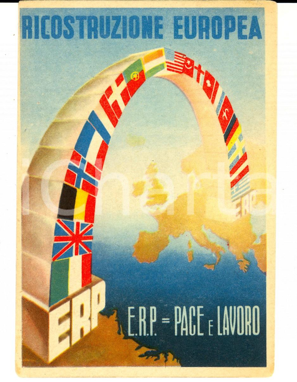 Cartolina originale da collezione 1950 ca ROMA ERP Ricostruzione europea *Cartolina ILLUSTRATA FG NV 1
