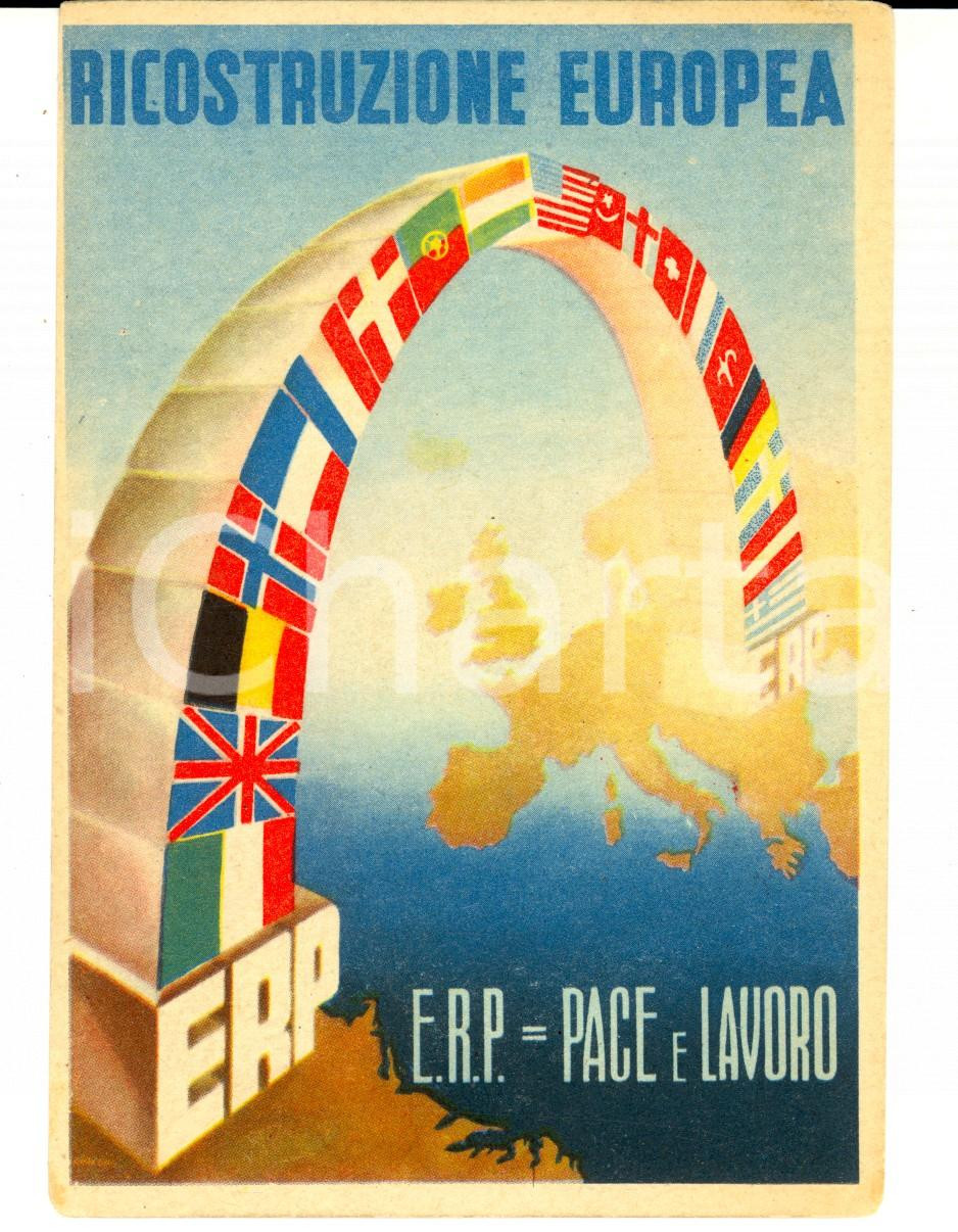 Cartolina originale da collezione 1950 ca ROMA ERP Ricostruzione europea Cartolina ILLUSTRATA FG NV 1