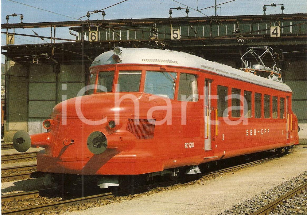 Cartolina originale da collezione 1982 ZURICH Ferrovie SBB Locomotiva RCe 2/4 203 ROTER PFEIL Cartolina 2 1