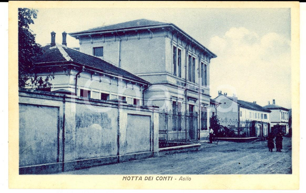 Cartolina originale da collezione 1930 ca MOTTA DEI CONTI VC Veduta dell asilo Cartolina ANIMATA FP NV 1