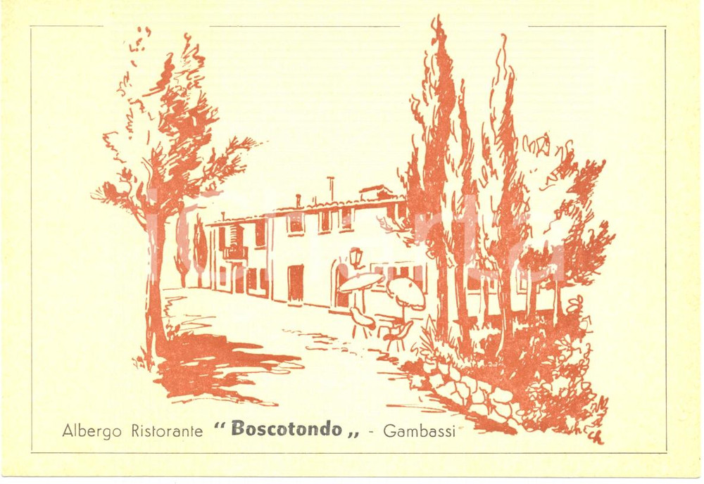 Cartolina originale da collezione 1955 ca GAMBASSI TERME Albergo ristorante BOSCOTONDO Cartolina FG NV 1