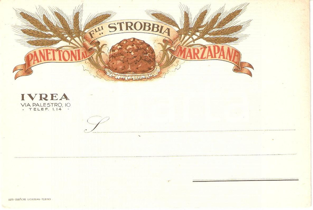 Cartolina originale da collezione 1945 ca IVREA (TO) Panettoni marzapane F.LLI STROBBIA *Cartolina FG NV 1