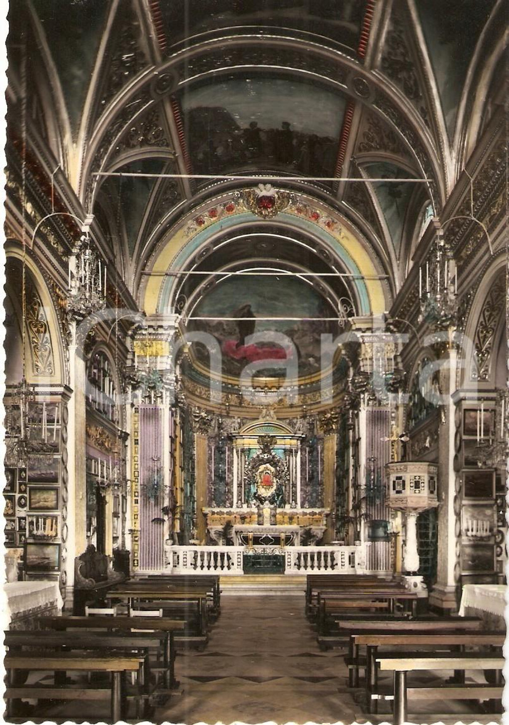 Cartolina originale da collezione 1960 ca RAPALLO Santuario Nostra Signora MONTALLEGRO Interno *Cartolina 1