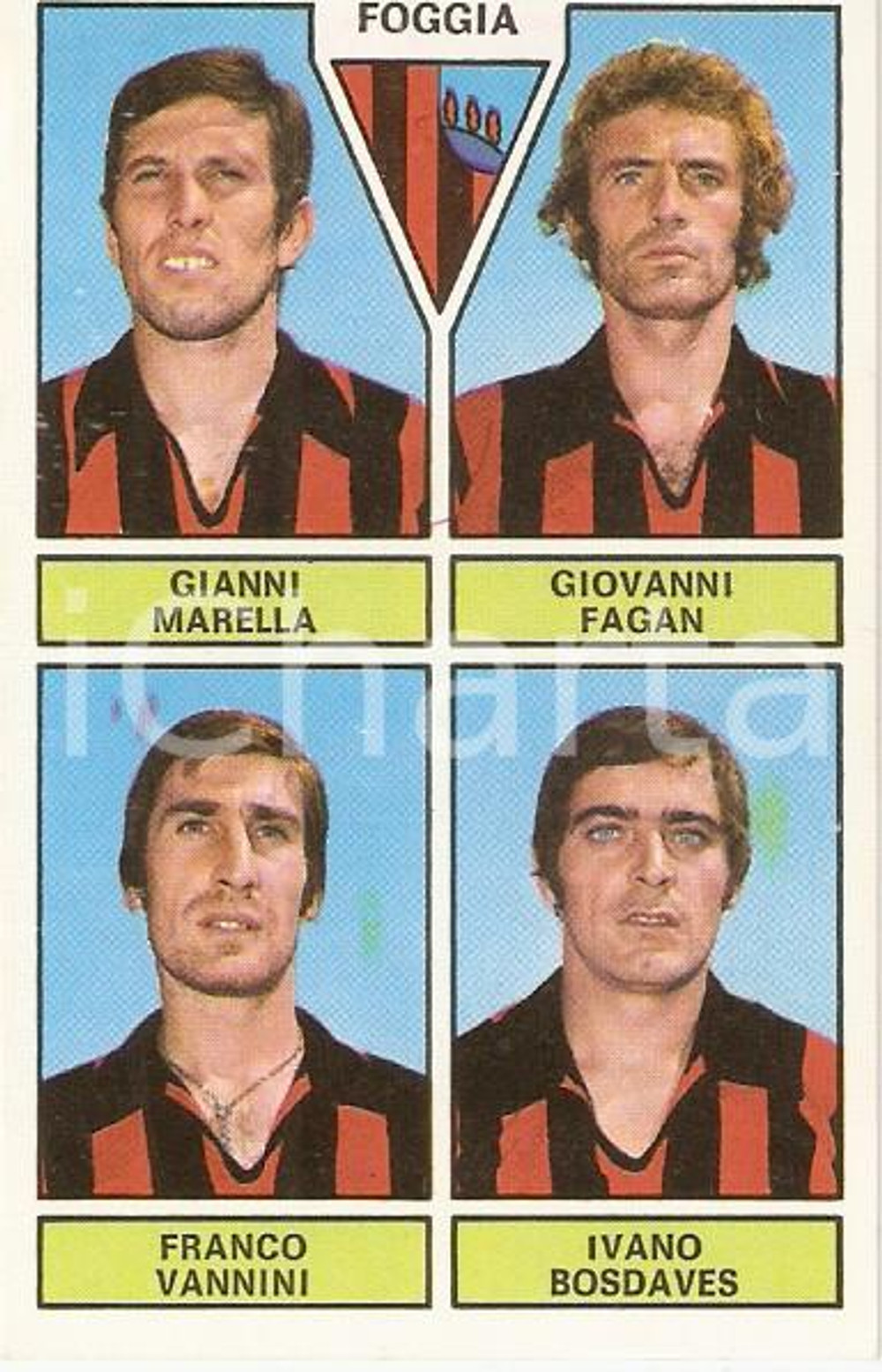 Oggetto da collezione cartaceo PANINI  CALCIATORI 1971  1972 Figurina FOGGIA Marella Fagan Vannini Bosdaves 1