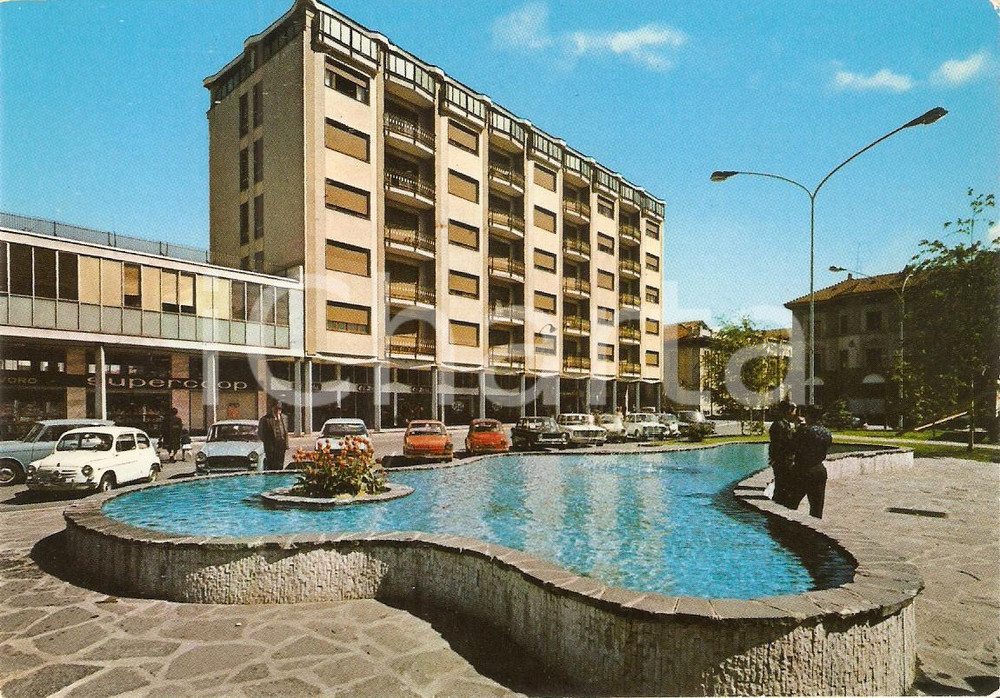 1965 ca BUSTO ARSIZIO (VA) Piazza San Michele e SUPERCOOP *Cartolina FG NV 2  CONDIZIONI: GOOD     originale e autentica 1