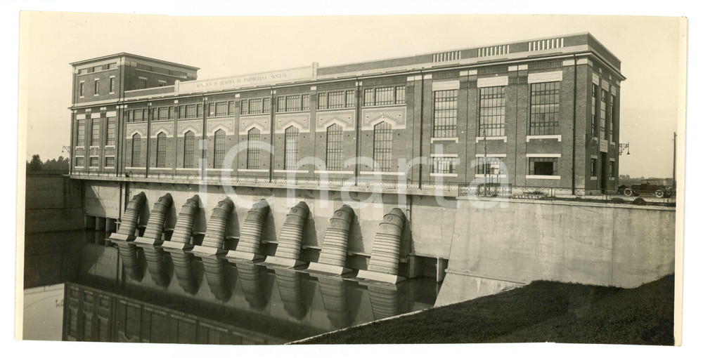 1930 ca SAN BENEDETTO PO Impianto idrovoro di SAN SIRO Foto 23x11 cm Fotografia originale d'epoca. con didascalia al verso. FAIR/discreto lievi bruniture Formato: 23x11 cm originale e autentica 1