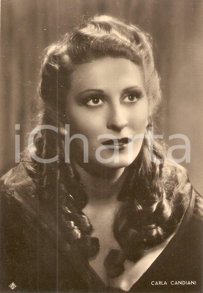 Cartolina originale da collezione 1945 ca CINEMA Ritratto Carla CANDIANI Attrice Foto seriale ASER 1
