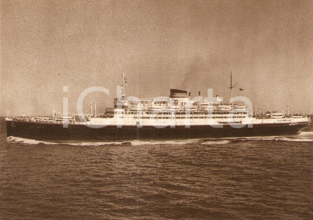 Cartolina originale da collezione 1955 MARINA MERCANTILE Motonave SATURNIA Società Navigazione ITALIA Cartolina 8 1
