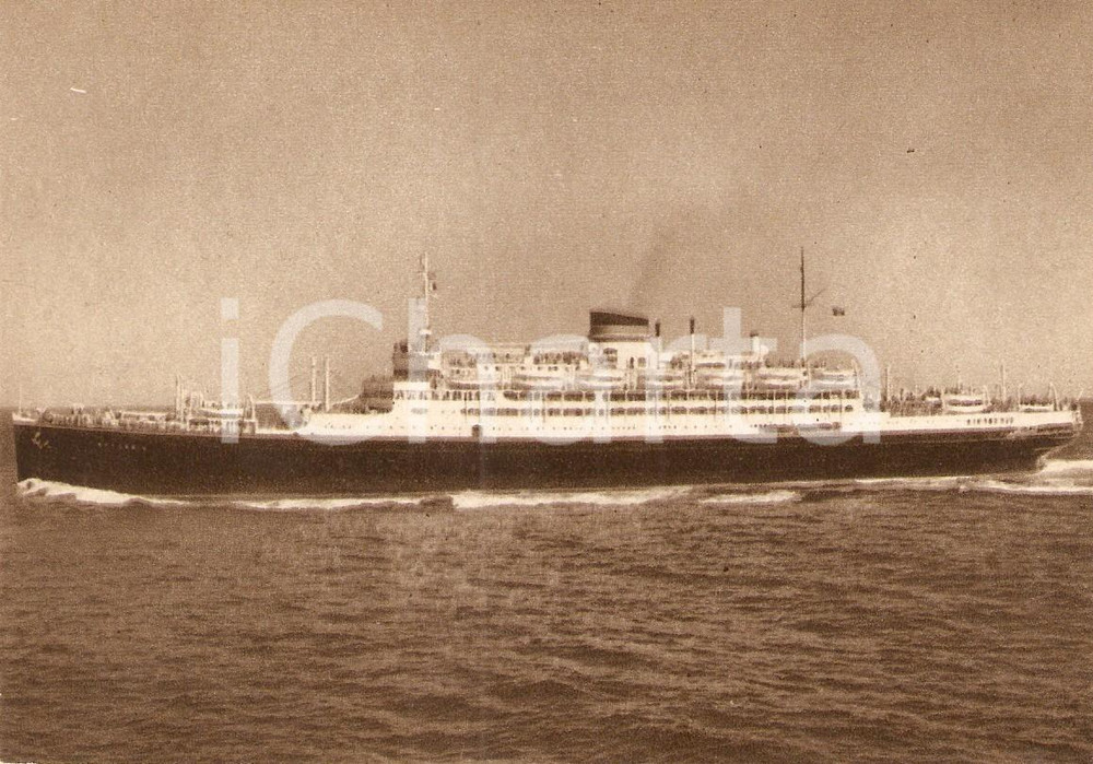 Cartolina originale da collezione 1955 MARINA MERCANTILE Motonave SATURNIA Società Navigazione ITALIA Cartolina 3 1