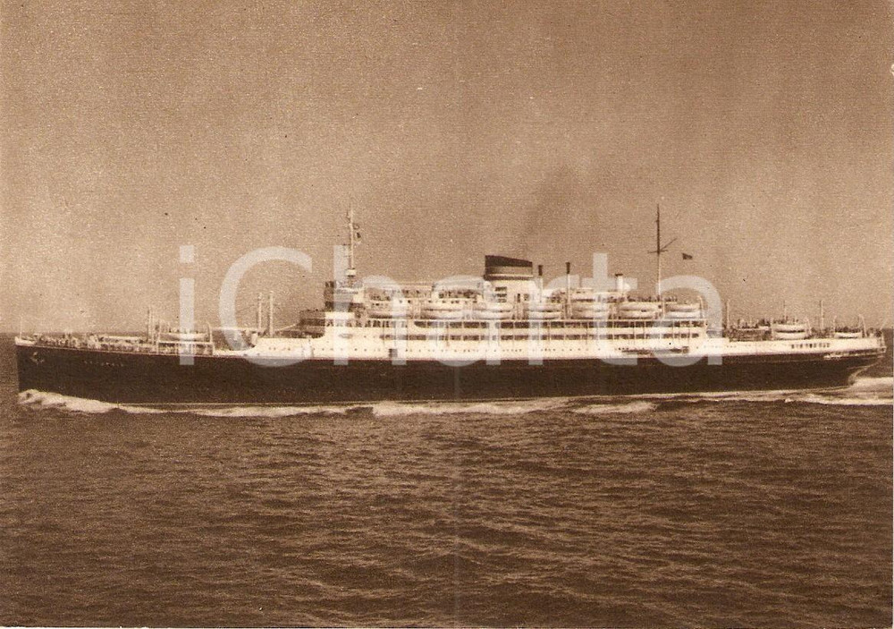 Cartolina originale da collezione 1955 MARINA MERCANTILE Motonave SATURNIA Società Navigazione ITALIA Cartolina 4 1