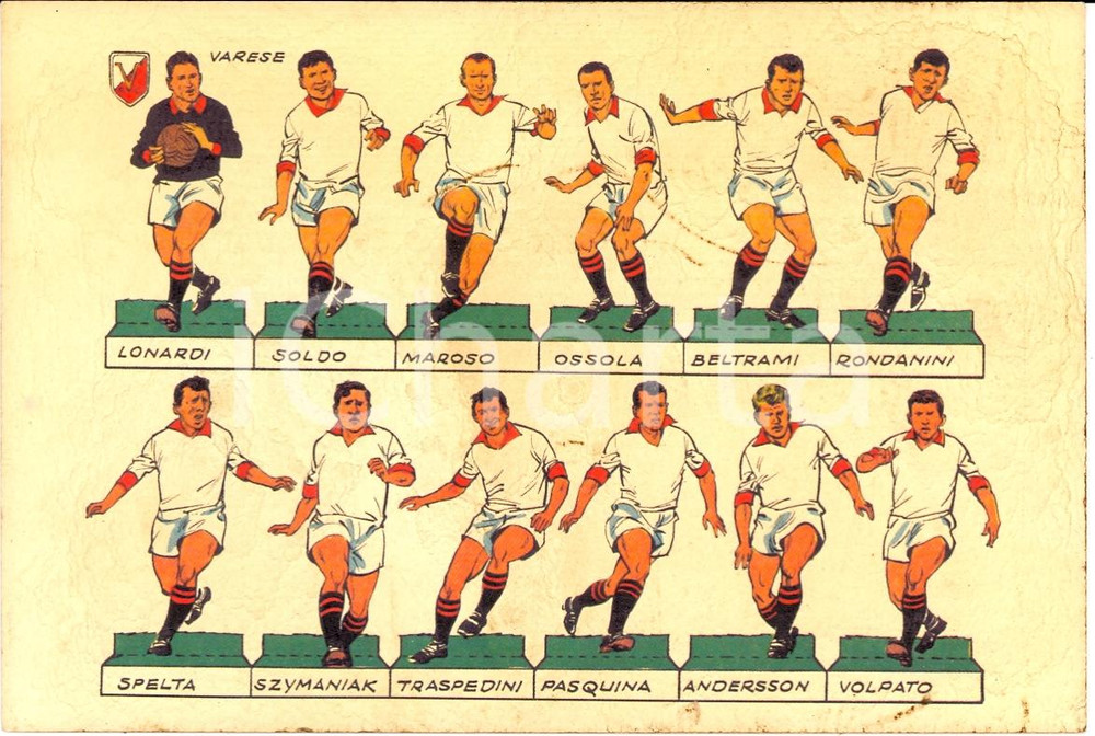 Cartolina originale da collezione 1966 VARESE Calcio La formazione Cartolina illustrata FG NV 1 1
