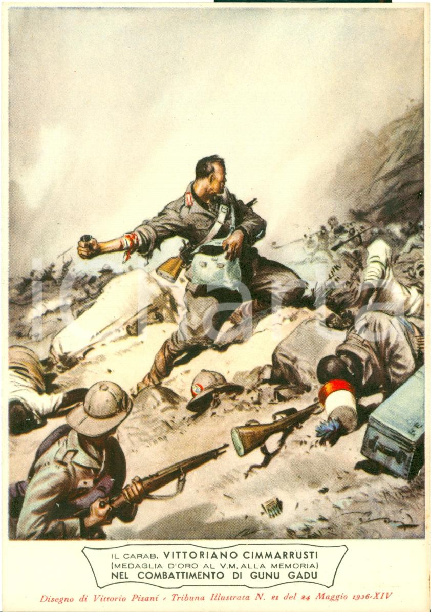 Cartolina originale da collezione 1936 Vittorio CIMMARRUSTI Medaglia d oro Carabinieri Ill. Vittorio PISANI 1 1