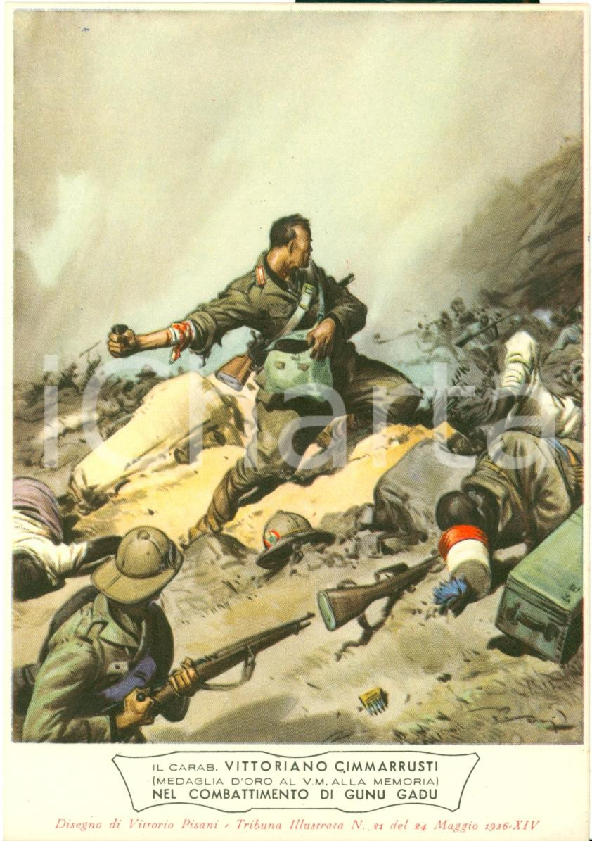 Cartolina originale da collezione 1936 Vittorio CIMMARRUSTI Medaglia d oro Carabinieri Ill. Vittorio PISANI 3 1
