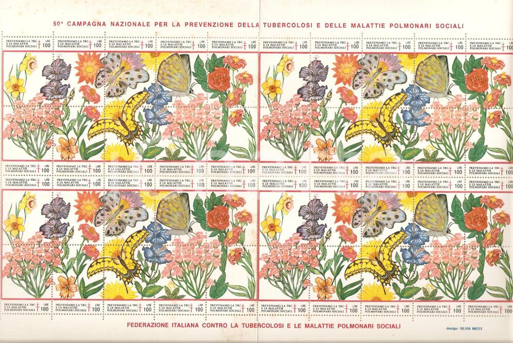 Oggetto da collezione cartaceo 1987  50 Campagna prevenzione TBC Design di Silvia MICCI 40 Erinnofili 1