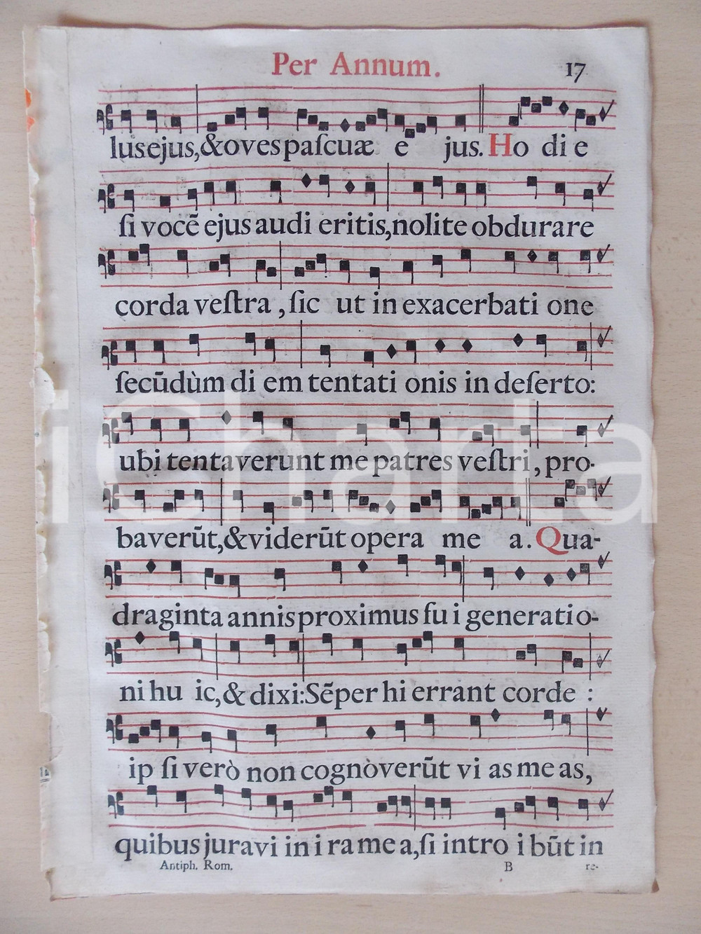 Libro, pubblicazione d epoca 1700 ca ANTIFONARIO ROMANO Pagina canti rosso e nero Psalmus VENITE PER ANNUM 1