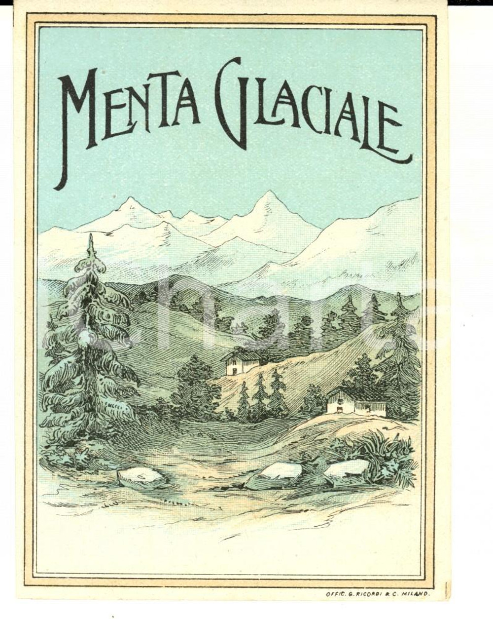 1950 ca Liquore MENTA GLACIALE Etichetta pubblicitaria VINTAGE 9x12 (2) CONDIZIONI: FAIR    originale e autentica 1