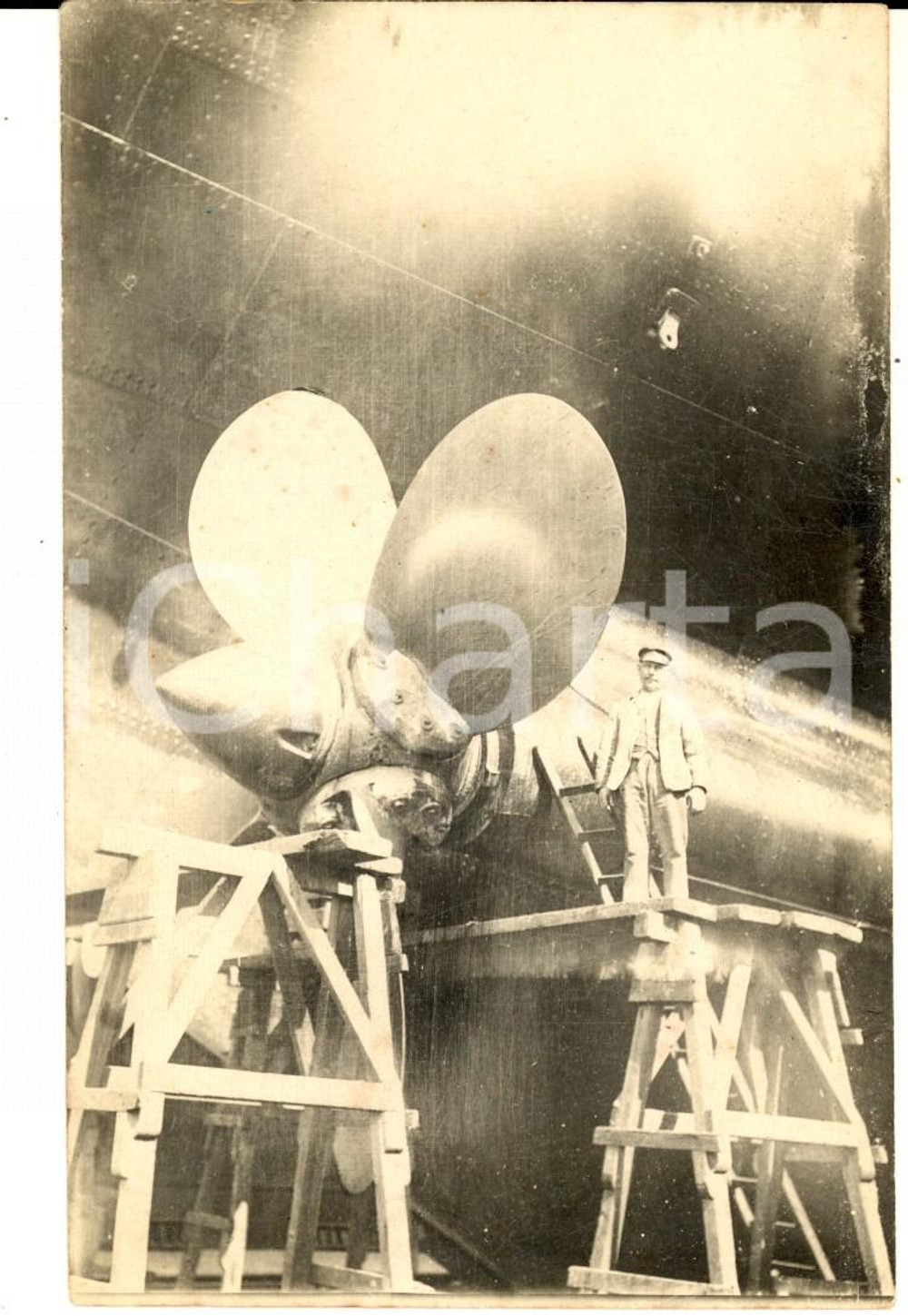 Cartolina originale da collezione 1910 ca HAMBURG AMERIKA LINIE D. Hamburg Eine der Antriebsschrauben Postcard 3 1