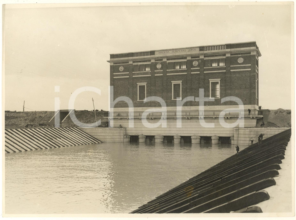 1934 Bonifica PARMIGIANA MOGLIA Controchiavica di presa a BORETTO (RE) *Foto Fotografia originale d'epoca, con timbro datario e didascalia al verso. GOOD/buono  Formato: 24x18 cm originale e autentica 1
