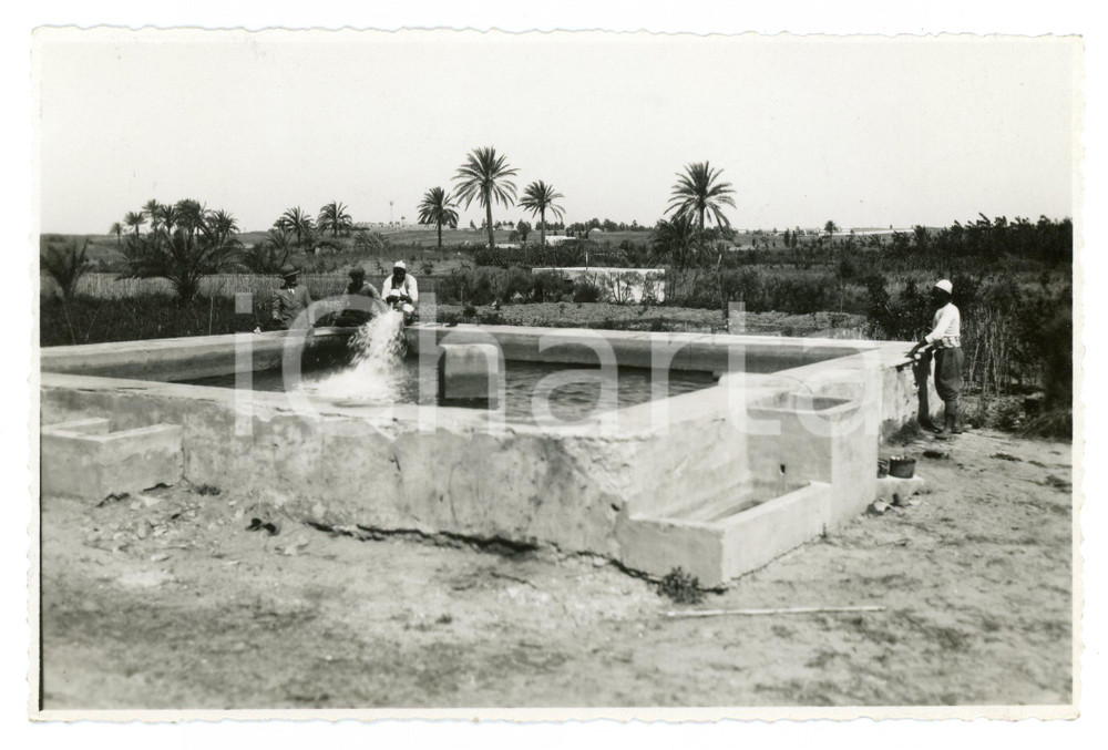 1930 ca TRIPOLITANIA Zona di AIN ZARA Indigeni al nuovo pozzo - Foto Fotografia originale d'epoca, con didascalia al verso. GOOD/buono  Formato: 17x11 cm originale e autentica 1