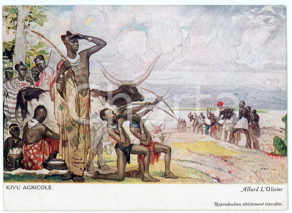1931 CONGO BELGE Fernand ALLARD L'OLIVIER Kivu agricole *Postcard FG NV Cartolina d'epoca, non viaggiata.Al verso timbro: "Croix Rouge du Congo - Exposition Coloniale Internationale de Paris" VERY POOR/gravemente danneggiato Lievi smussature agli angoli, strappo e piegatura al margine superiore Formato: FG originale e autentica 1
