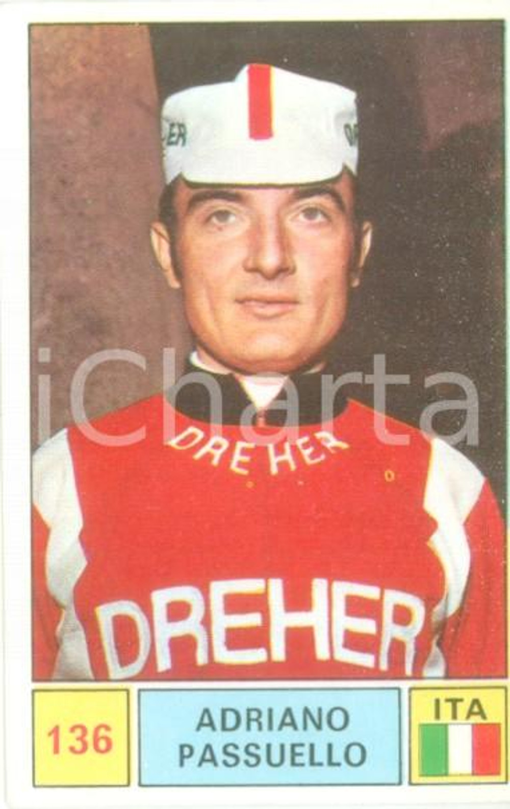 Oggetto da collezione cartaceo PANINI  SPRINT 1971 Figurina Adriano PASSUELLO n.136 Ciclismo Sponsor DREHER 2 1