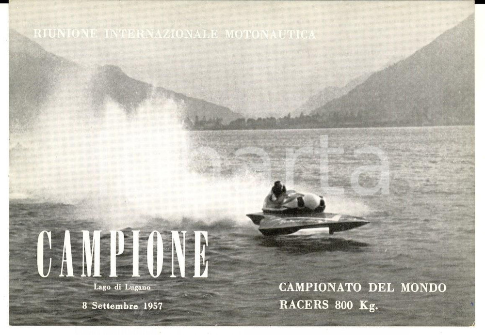 Cartolina originale da collezione 1957 CAMPIONE D ITALIA Riunione Internazionale MOTONAUTICA Cartolina 6 1