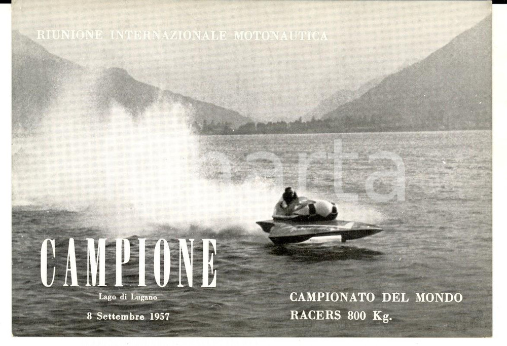 Cartolina originale da collezione 1957 CAMPIONE D ITALIA Riunione Internazionale MOTONAUTICA Cartolina 7 1