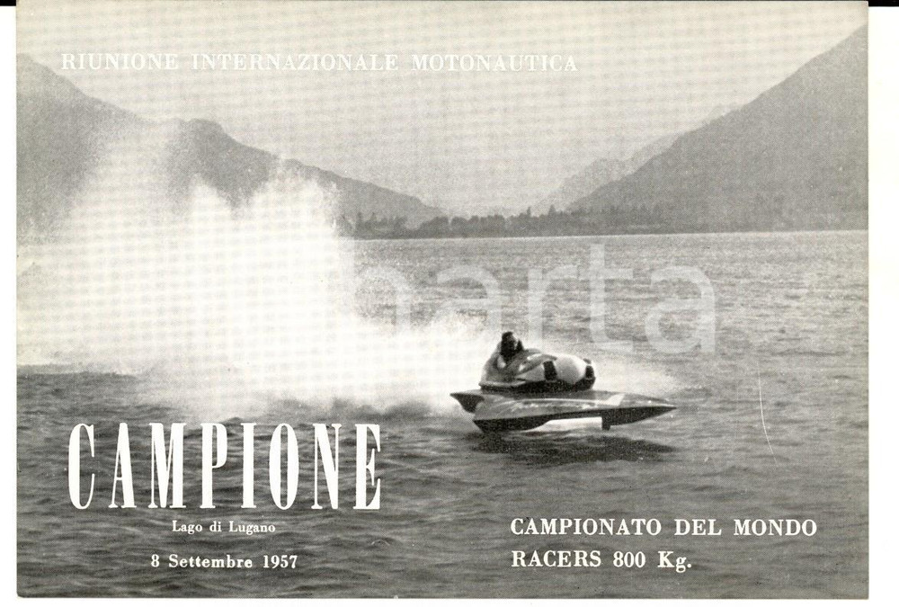 Cartolina originale da collezione 1957 CAMPIONE D ITALIA Riunione Internazionale MOTONAUTICA Cartolina 8 1