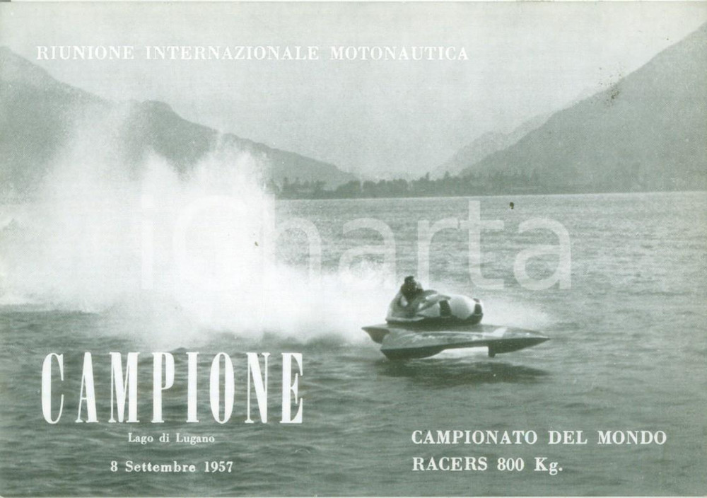 Cartolina originale da collezione 1957 CAMPIONE D ITALIA Riunione Internazionale MOTONAUTICA Cartolina 2 1
