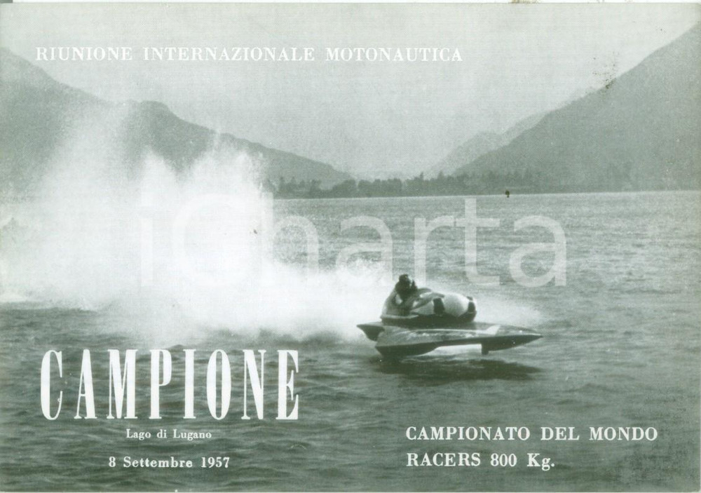 Cartolina originale da collezione 1957 CAMPIONE D ITALIA Riunione Internazionale MOTONAUTICA Cartolina 3 1