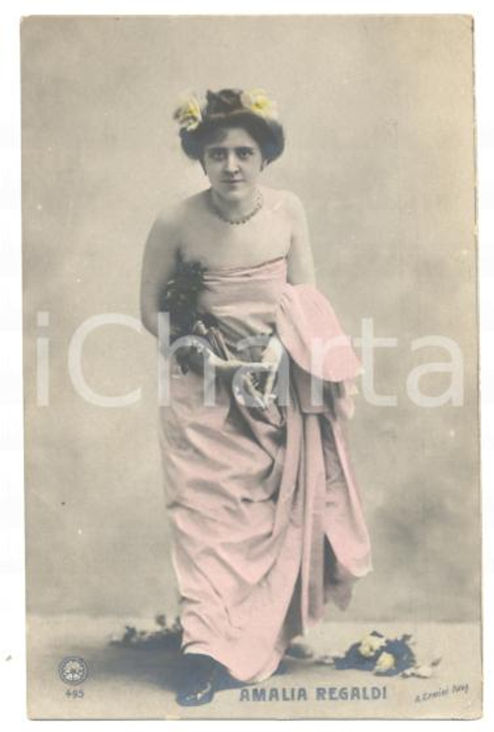 1905 TEATRO Attrice Amalia REGALDI indossa toga ^Cartolina FP NV  Cartolina d'epoca, non viaggiata.FORMATO: FP CONDIZIONI: G          originale e autentica 1
