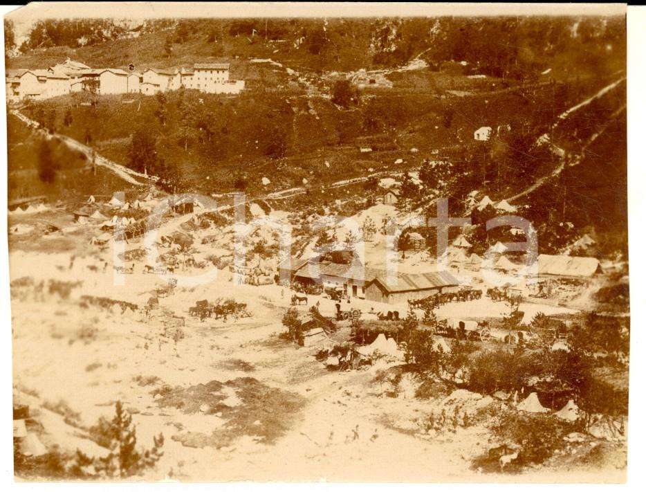 Fotografia d epoca originale 1916 WW1 ZONA DI GUERRA Veduta aerea accampamento italiano Foto 11x8 cm 1