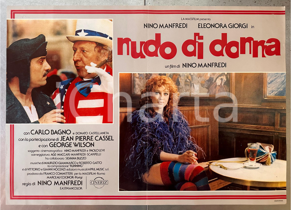 1981 Nino MANFREDI "Nudo di donna" Eleonora GIORGI Jean-Pierre CASSEL ^Fotobusta Fotobusta (locandina) originale d'epoca. POOR/danneggiato piegature d'epoca; fori di affissione Formato: 66x46 cm originale e autentica 1