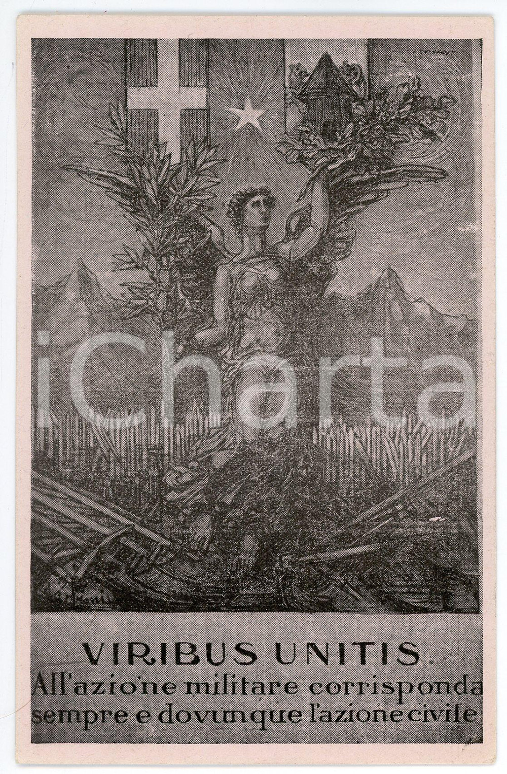 1915 ca WW1 LUCCA Federazione comitati rurali - Viribus unitis - Cartolina (2)  Cartolina d'epoca, non viaggiata. FAIR/discreto lievi smussature agli angoli Formato: FP originale e autentica 1