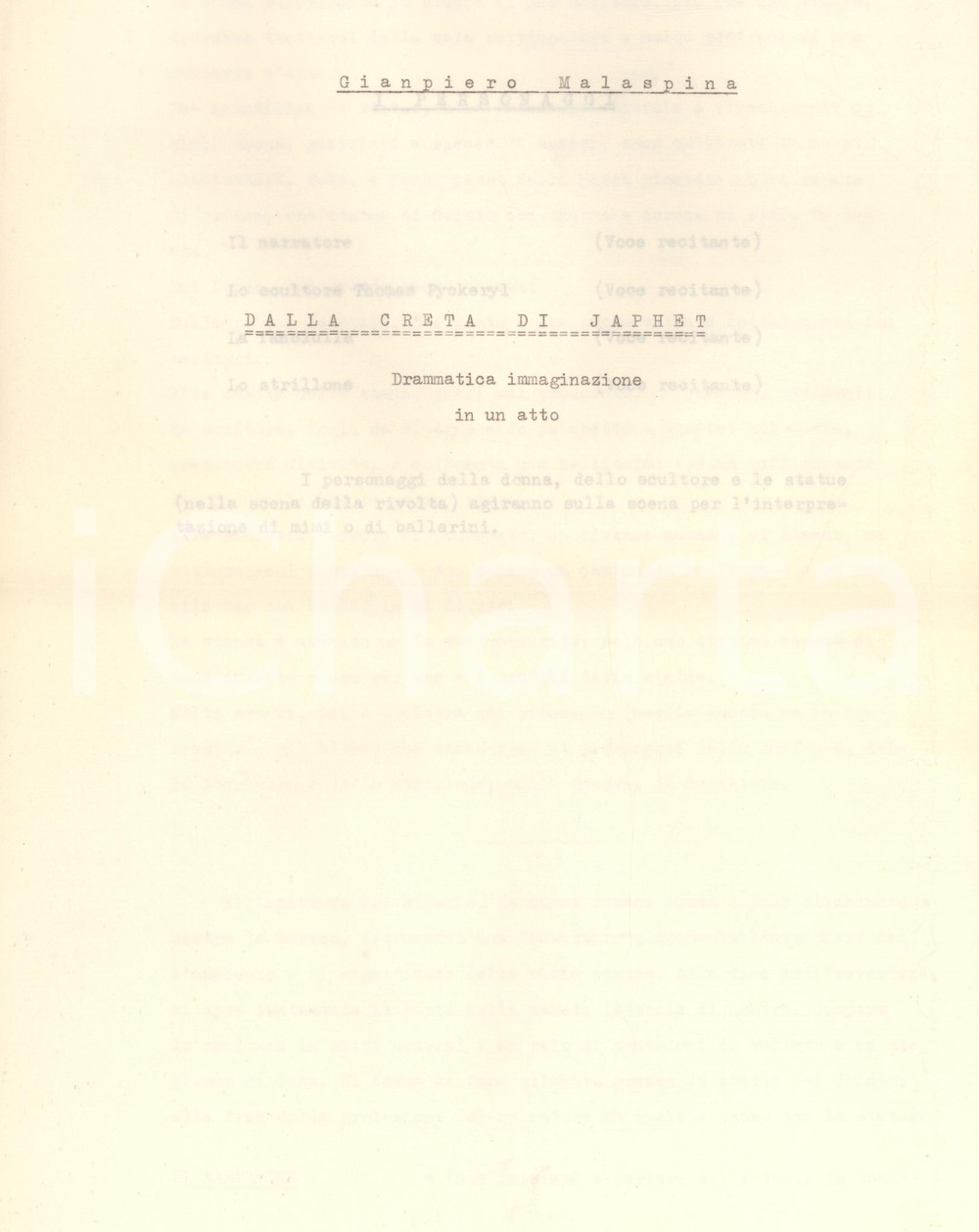 Autografo originale 1970 ca Gianpiero MALASPINA Dalla creta di Japhet  INEDITO Note AUTOGRAFE 1