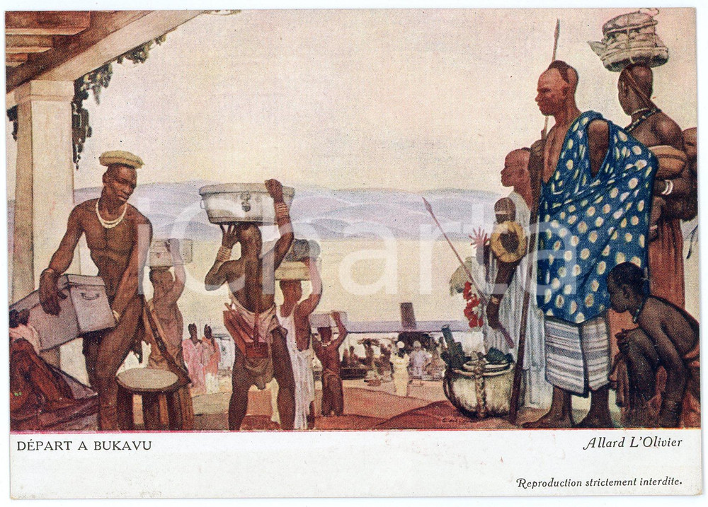 Cartolina originale da collezione 1931 CONGO BELGE Fernand ALLARD L OLIVIER Départ a Bukavu  Postcard 1 1