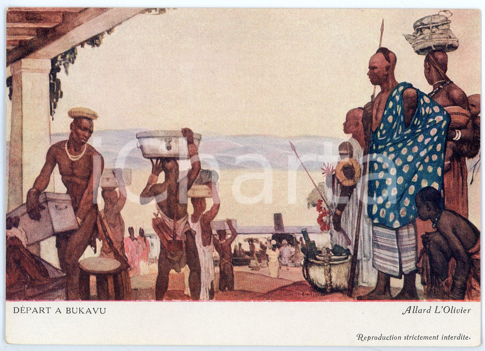 1931 CONGO BELGE Fernand ALLARD L'OLIVIER Départ a Bukavu - Postcard (2) Cartolina d'epoca, non viaggiata. FAIR/discreto Lievi smussature agli angoli Formato: FG originale e autentica 1