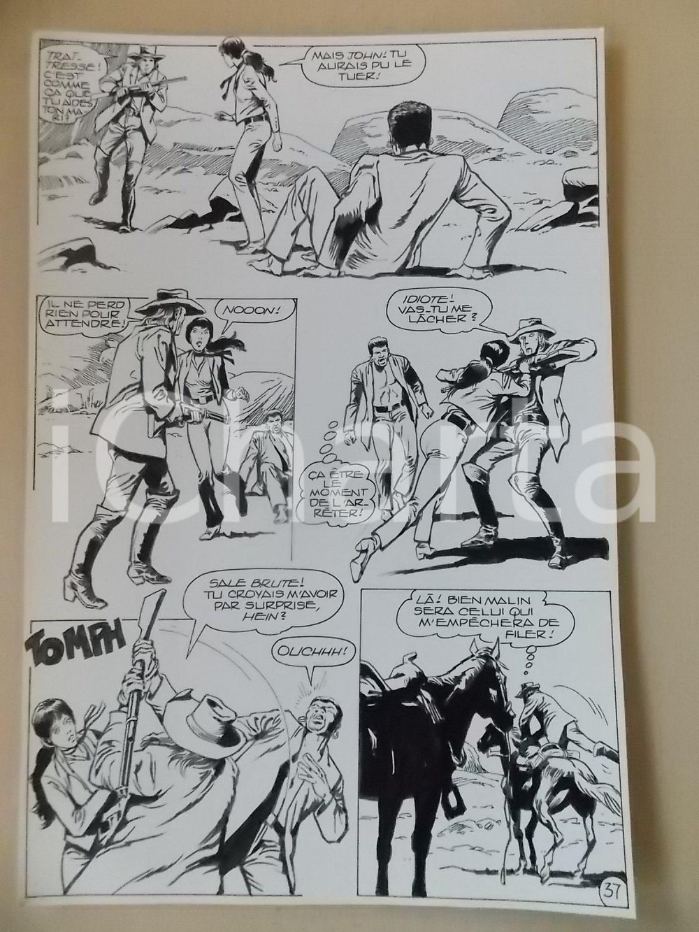 Opera d’arte autentica 1990 BILLY BOYD Ep.5 Luciano BERNASCONI Rissa nel canyon Tavola originale LUBE 1