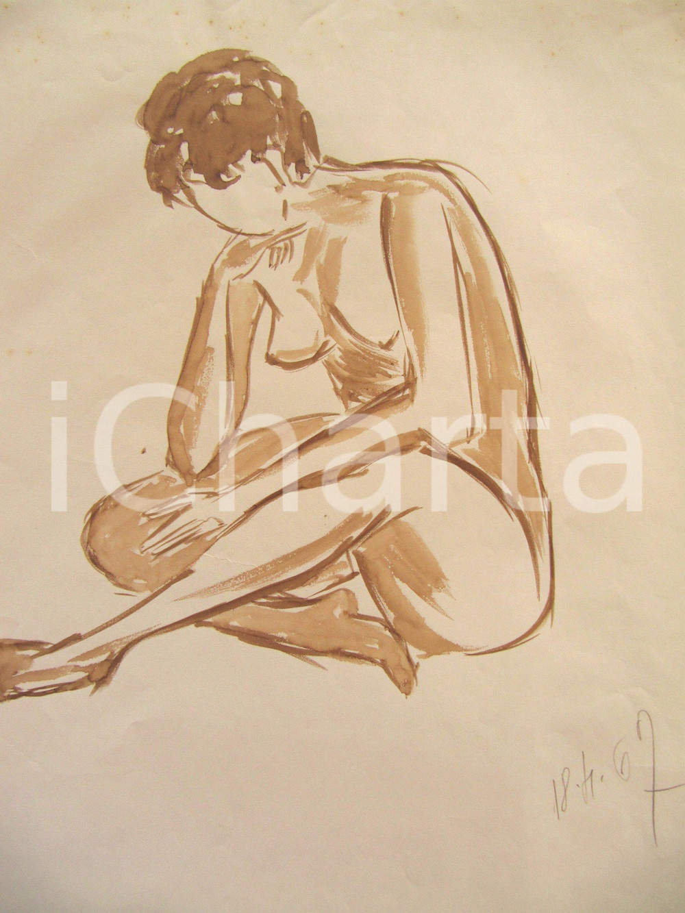 Stampa, bozzetto originale 1967 NOETICO? Studio di nudo femminile Disegno 8 1