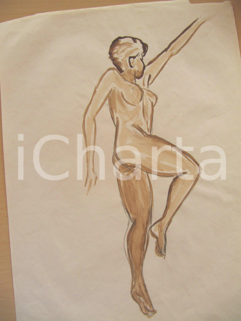 Stampa, bozzetto originale 1967 NOETICO? Studio di nudo femminile Disegno 4 1