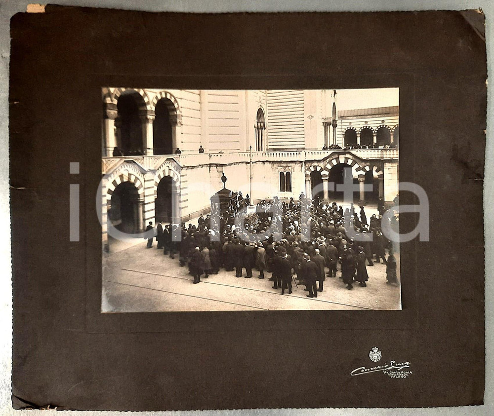 Fotografia d epoca originale 1908 MILANO Funerali Ferdinando BOCCONI Foto Luca COMERIO 38x32 cm 1 1