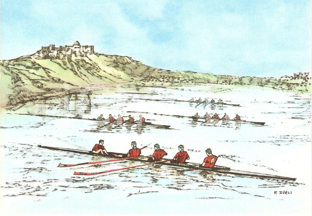 Cartolina originale da collezione 1960 ROMA XVII OLIMPIADE Canottaggio LAGO DI ALBANO Ill. ZURLI Cartolina 4 1