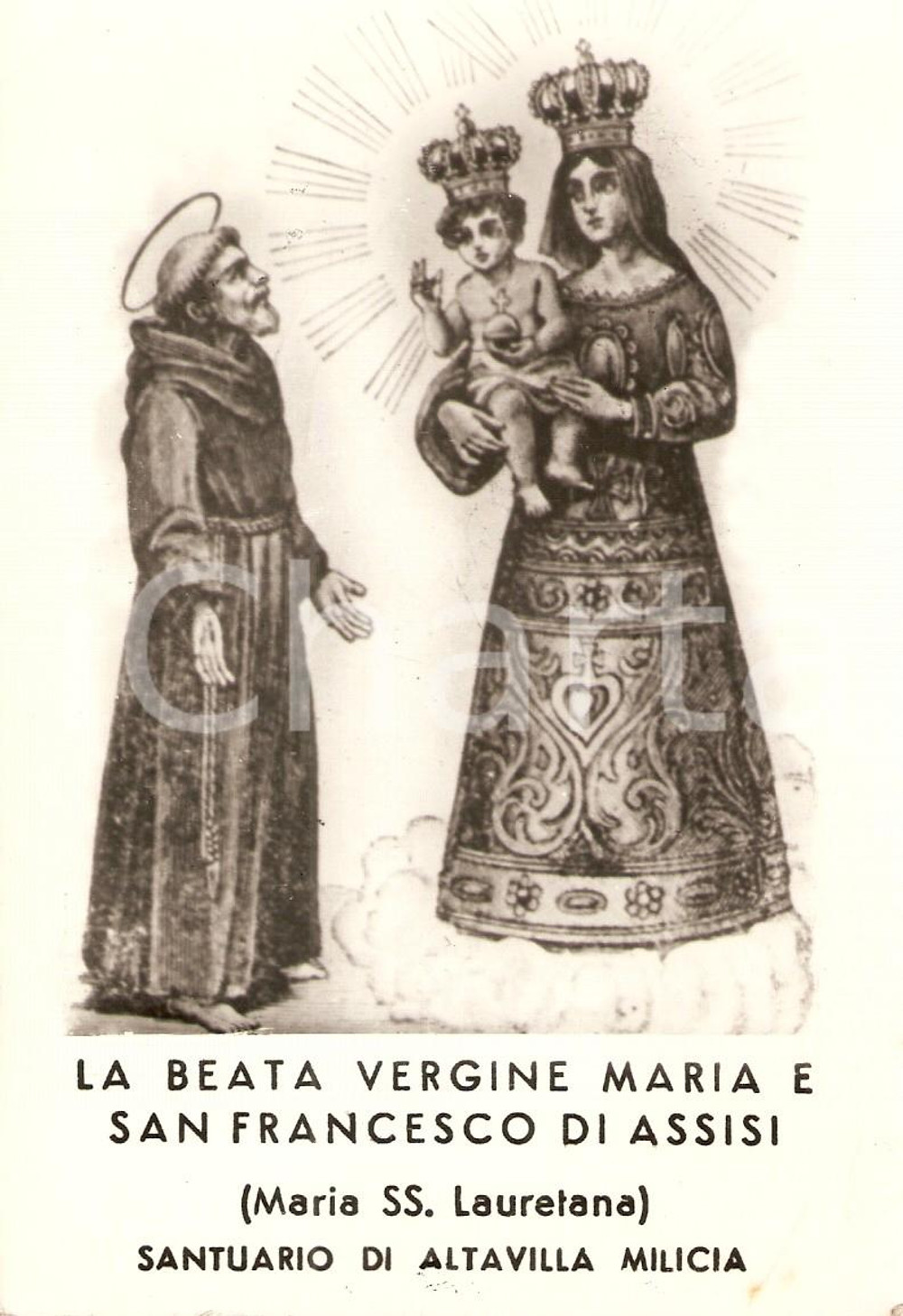 Cartolina originale da collezione 1950 ca ALTAVILLA MILICIA Maria Santissima Lauretana San Francesco d Assisi 3 1