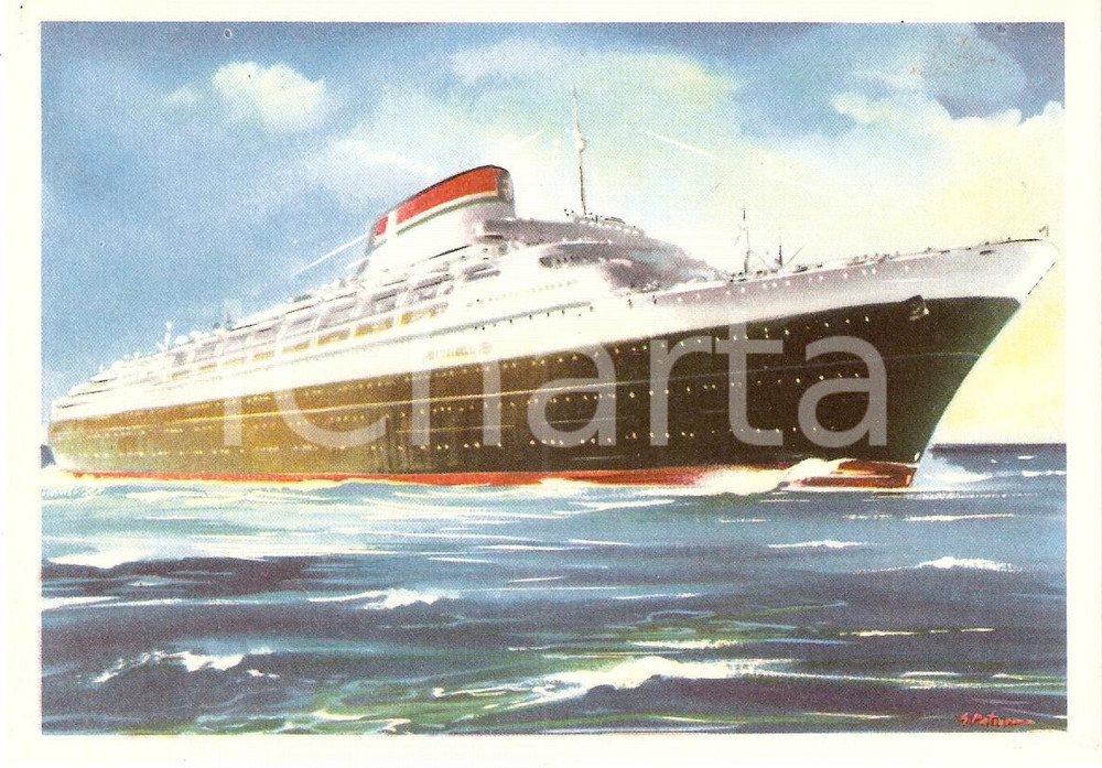 Cartolina originale da collezione 1955 GENOVA Transatlantico ANDREA DORIA durante la navigazione *Cartolina 2 1