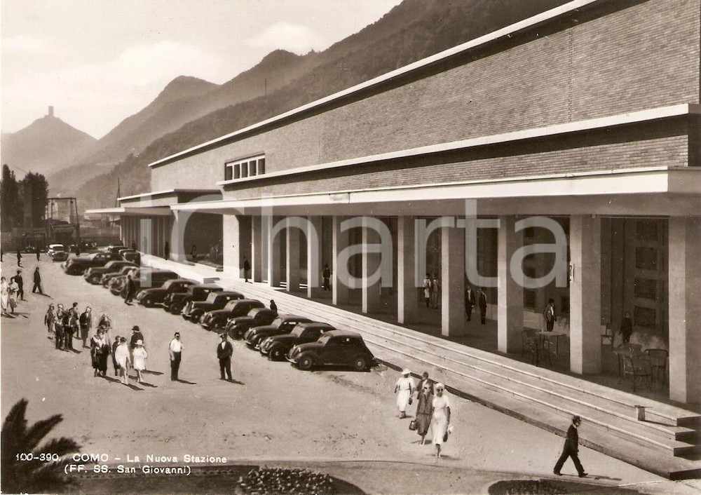 Cartolina originale da collezione 1949 COMO La nuova stazione SAN GIOVANNI FF. SS. Animata Cartolina 1 1
