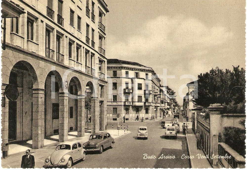 Cartolina originale da collezione 1950 circa BUSTO ARSIZIO Corso XX Settembre CARTOLINA ANIMATA FG NV 1