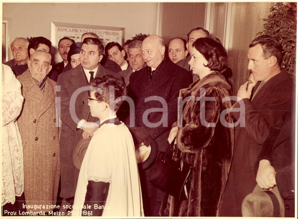 Fotografia d epoca originale 1961 MELZO MI Inaugurazione BANCA PROVINCIALE LOMBARDA 2 1