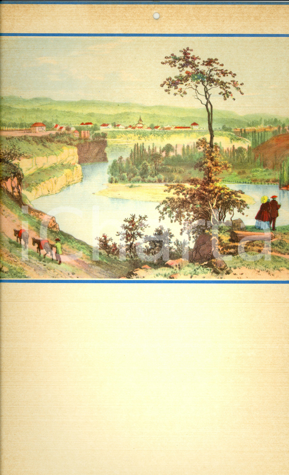 Oggetto da collezione cartaceo 1955 ca MODERNARIATO Calendario perpetuo VINTAGE Scena campestre 24x44 5 1