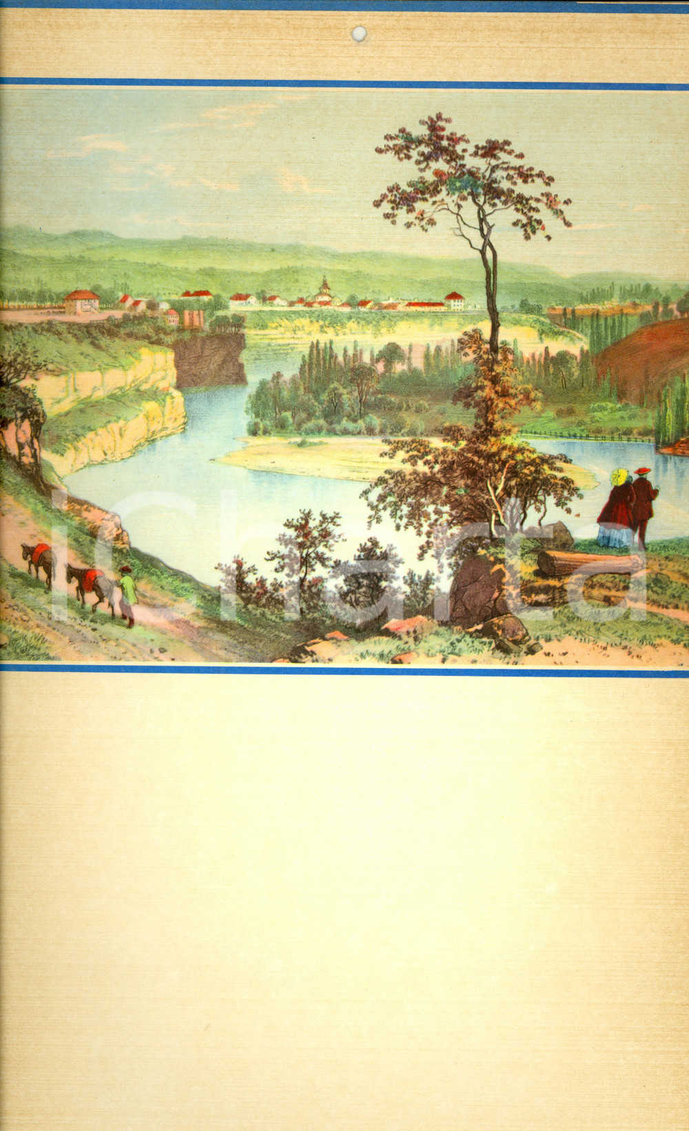 Oggetto da collezione cartaceo 1955 ca MODERNARIATO Calendario perpetuo VINTAGE Scena campestre 24x44 3 1